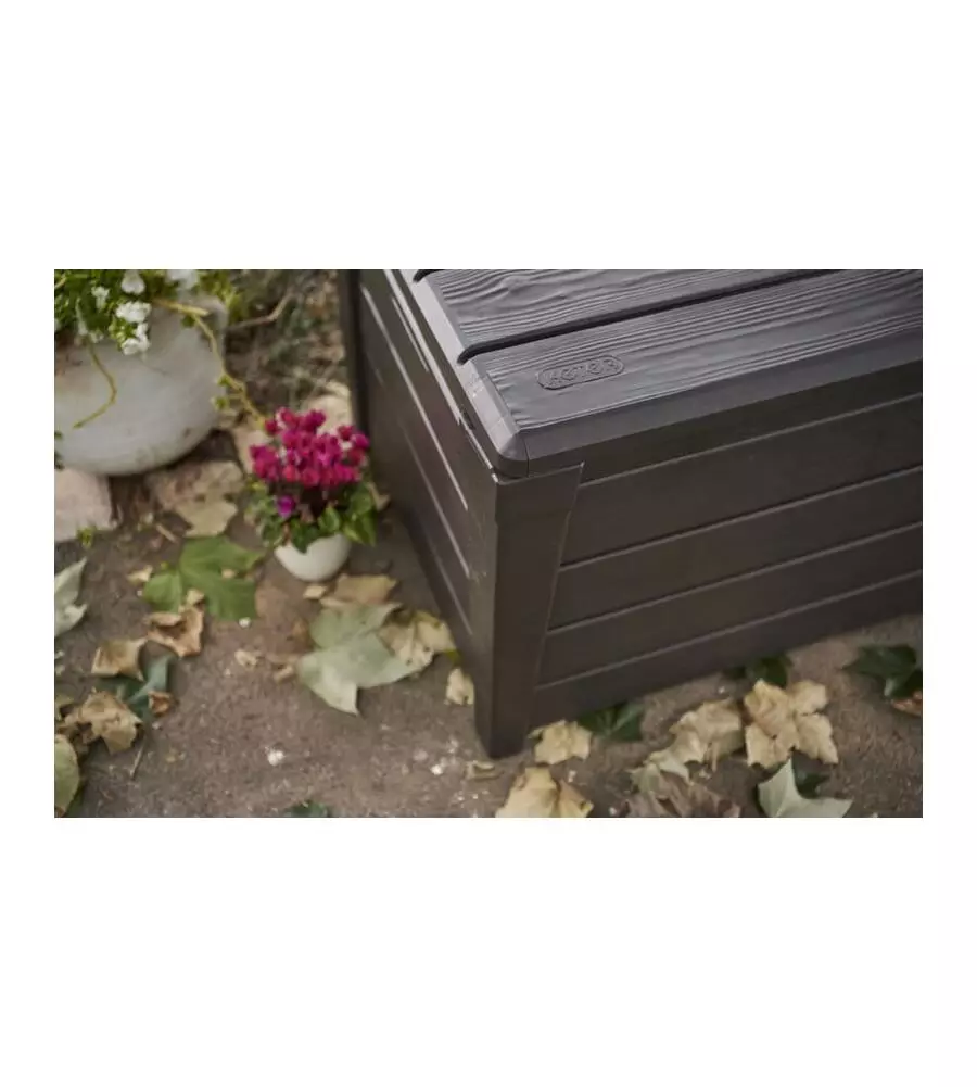 BAULE DA ESTERNO KETER "BRIGHTWOOD" IN RESINA MARRONE EFFETTO LEGNO 454 LT 145X69,7X60,3 CM